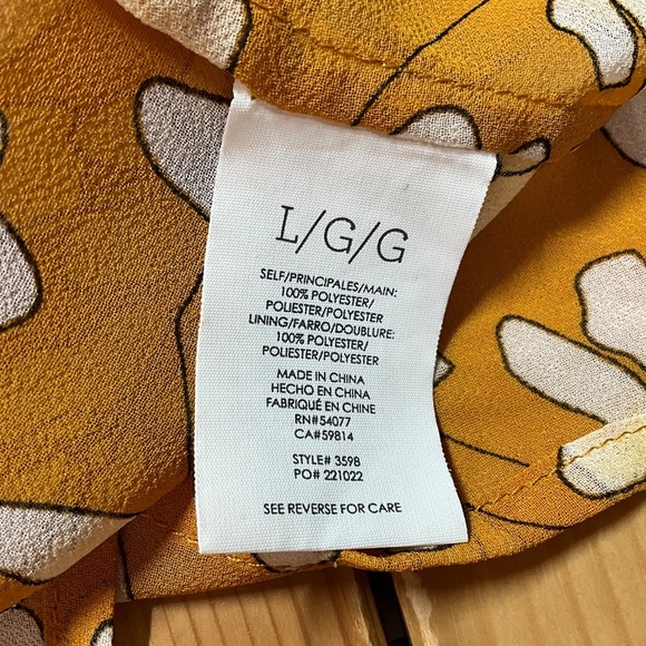 CABI Thrive Top Butterscotch Yellow w/ White Floral Print Double Layer US Sz L - Picture 10 of 12